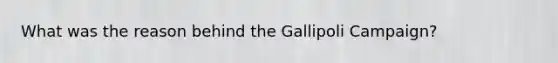 What was the reason behind the Gallipoli Campaign?