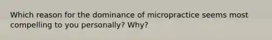 Which reason for the dominance of micropractice seems most compelling to you personally? Why?