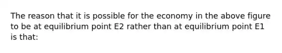 The reason that it is possible for the economy in the above figure to be at equilibrium point E2 rather than at equilibrium point E1 is that: