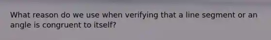 What reason do we use when verifying that a line segment or an angle is congruent to itself?