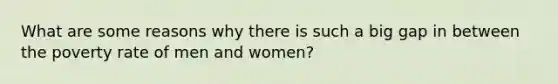 What are some reasons why there is such a big gap in between the poverty rate of men and women?