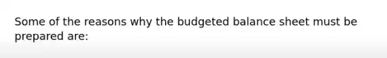 Some of the reasons why the budgeted balance sheet must be prepared are: