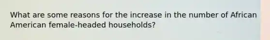 What are some reasons for the increase in the number of African American female-headed households?