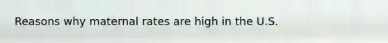 Reasons why maternal rates are high in the U.S.