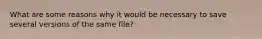 What are some reasons why it would be necessary to save several versions of the same file?