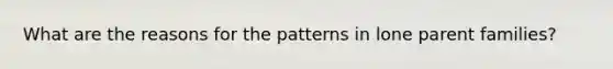 What are the reasons for the patterns in lone parent families?