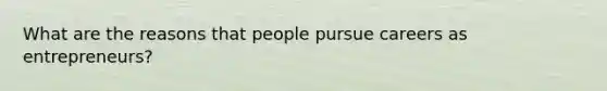What are the reasons that people pursue careers as entrepreneurs?