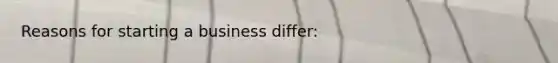 Reasons for starting a business differ: