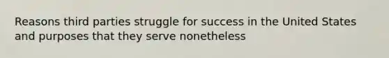 Reasons third parties struggle for success in the United States and purposes that they serve nonetheless