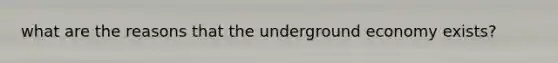 what are the reasons that the underground economy exists?