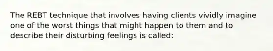 The REBT technique that involves having clients vividly imagine one of the worst things that might happen to them and to describe their disturbing feelings is called:​