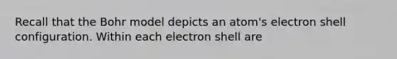 Recall that the Bohr model depicts an atom's electron shell configuration. Within each electron shell are