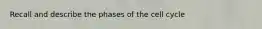 Recall and describe the phases of the cell cycle