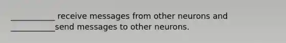 ___________ receive messages from other neurons and ___________send messages to other neurons.