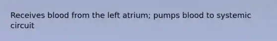 Receives blood from the left atrium; pumps blood to systemic circuit