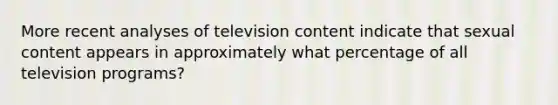 More recent analyses of television content indicate that sexual content appears in approximately what percentage of all television programs?