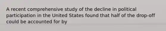 A recent comprehensive study of the decline in political participation in the United States found that half of the drop-off could be accounted for by
