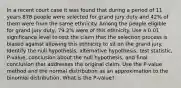 In a recent court case it was found that during a period of 11 years 878 people were selected for grand jury duty and 42​% of them were from the same ethnicity. Among the people eligible for grand jury​ duty, 79.2​% were of this ethnicity. Use a 0.01 significance level to test the claim that the selection process is biased against allowing this ethnicity to sit on the grand jury. Identify the null​ hypothesis, alternative​ hypothesis, test​ statistic, P-value, conclusion about the null​ hypothesis, and final conclusion that addresses the original claim. Use the​ P-value method and the normal distribution as an approximation to the binomial distribution. What is the P-value?