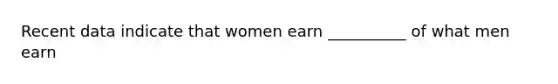 Recent data indicate that women earn __________ of what men earn