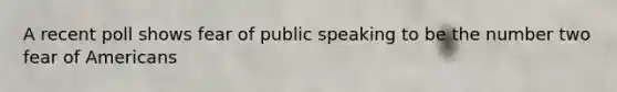 A recent poll shows fear of public speaking to be the number two fear of Americans