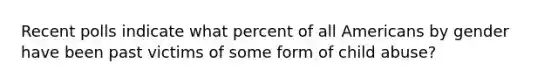 Recent polls indicate what percent of all Americans by gender have been past victims of some form of child abuse?