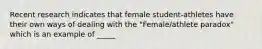 Recent research indicates that female student-athletes have their own ways of dealing with the "Female/athlete paradox" which is an example of _____