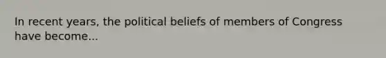 In recent years, the political beliefs of members of Congress have become...