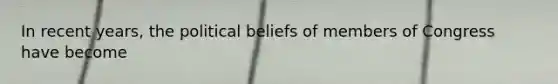 In recent years, the political beliefs of members of Congress have become