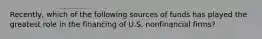 Recently, which of the following sources of funds has played the greatest role in the financing of U.S. nonfinancial firms?