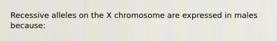 Recessive alleles on the X chromosome are expressed in males because: