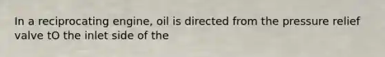 In a reciprocating engine, oil is directed from the pressure relief valve tO the inlet side of the