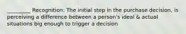 _________ Recognition: The initial step in the purchase decision, is perceiving a difference between a person's ideal & actual situations big enough to trigger a decision