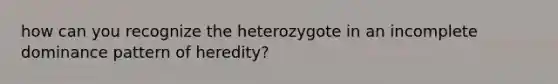 how can you recognize the heterozygote in an incomplete dominance pattern of heredity?