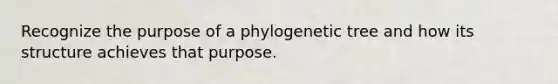 Recognize the purpose of a phylogenetic tree and how its structure achieves that purpose.