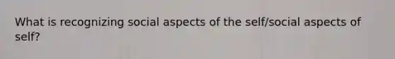 What is recognizing social aspects of the self/social aspects of self?