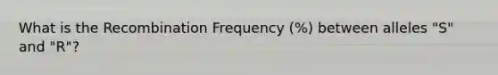 What is the Recombination Frequency (%) between alleles "S" and "R"?