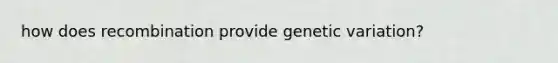 how does recombination provide genetic variation?