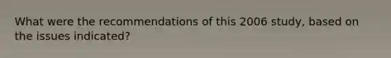 What were the recommendations of this 2006 study, based on the issues indicated?