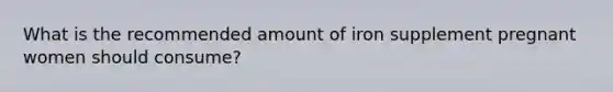 What is the recommended amount of iron supplement pregnant women should consume?