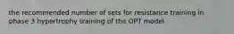 the recommended number of sets for resistance training in phase 3 hypertrophy training of the OPT model