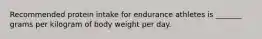 Recommended protein intake for endurance athletes is _______ grams per kilogram of body weight per day.