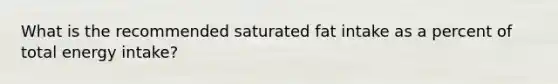 What is the recommended saturated fat intake as a percent of total energy intake?