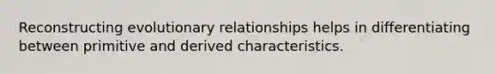 Reconstructing evolutionary relationships helps in differentiating between primitive and derived characteristics.