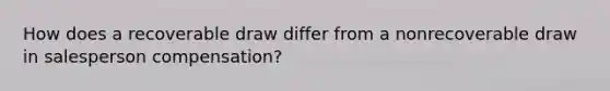 How does a recoverable draw differ from a nonrecoverable draw in salesperson compensation?