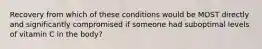 Recovery from which of these conditions would be MOST directly and significantly compromised if someone had suboptimal levels of vitamin C in the body?