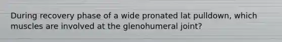 During recovery phase of a wide pronated lat pulldown, which muscles are involved at the glenohumeral joint?