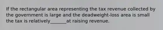 If the rectangular area representing the tax revenue collected by the government is large and the deadweight-loss area is small the tax is relatively_______at raising revenue.