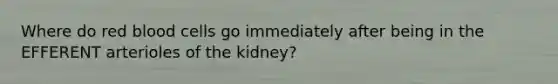 Where do red blood cells go immediately after being in the EFFERENT arterioles of the kidney?