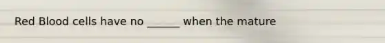 Red Blood cells have no ______ when the mature