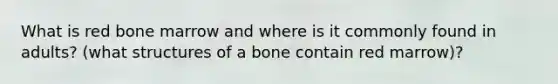 What is red bone marrow and where is it commonly found in adults? (what structures of a bone contain red marrow)?